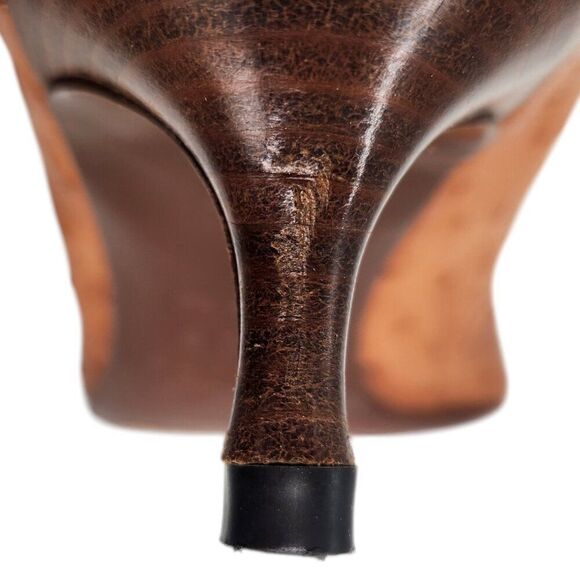 Vintage Y2K Celine Ostrich Exotic Leather Kitten Heel Pumps 38.5 Pointed Toe - Picture 9 of 10